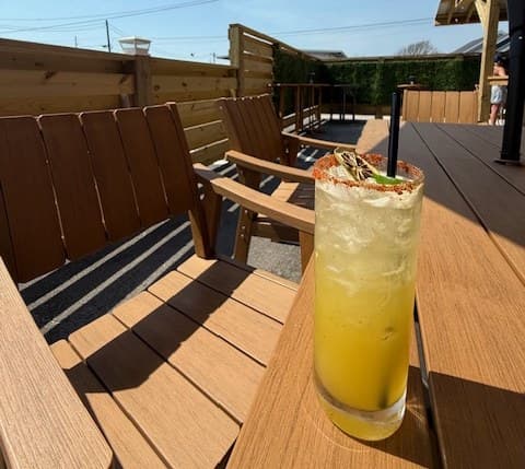 A cocktail on the sunny patio at Beaufort Bar